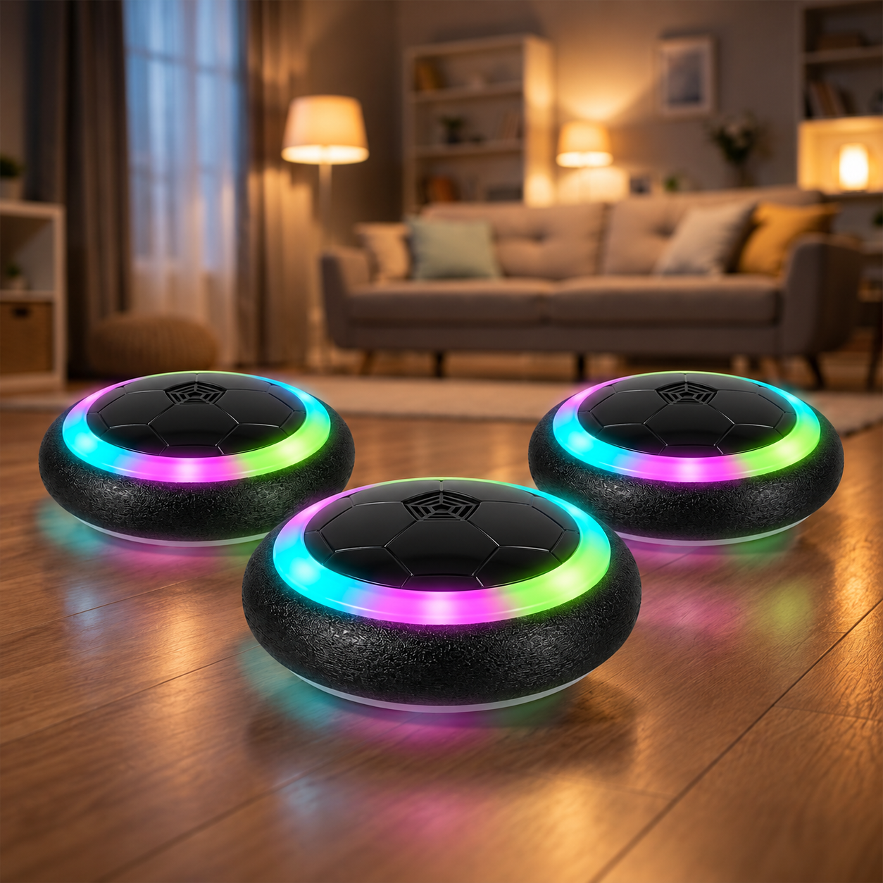 Air Powered Soccer Ball With 2 Hover Balls And Bright LED Lights