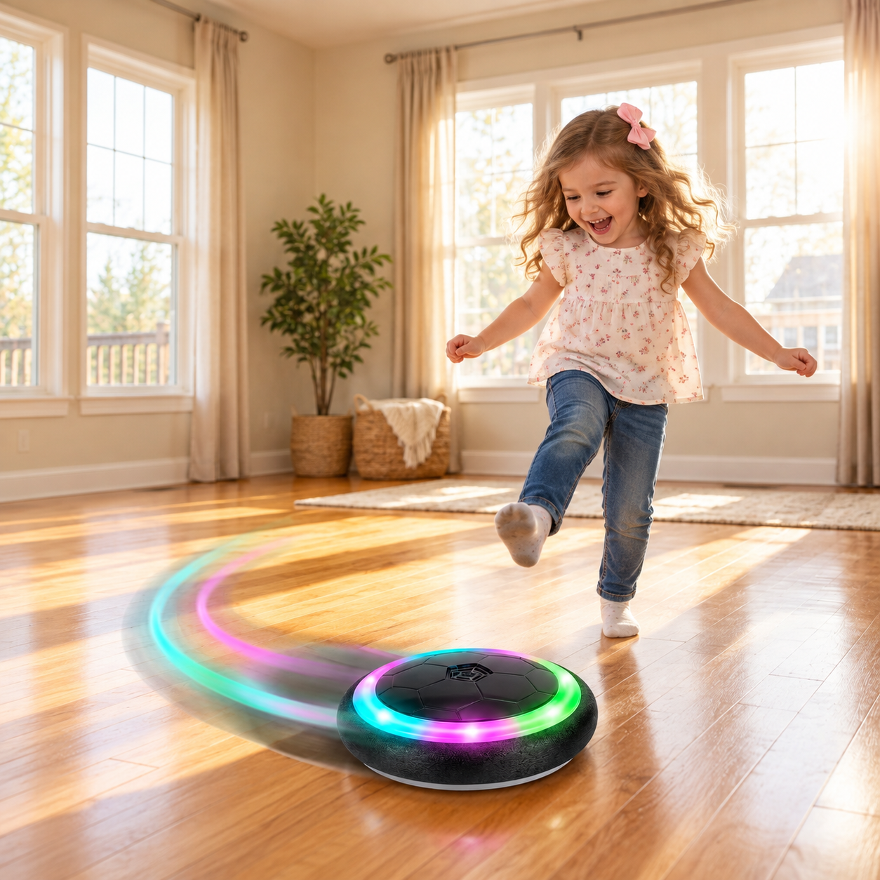 Air Powered Soccer Ball With 2 Hover Balls And Bright LED Lights