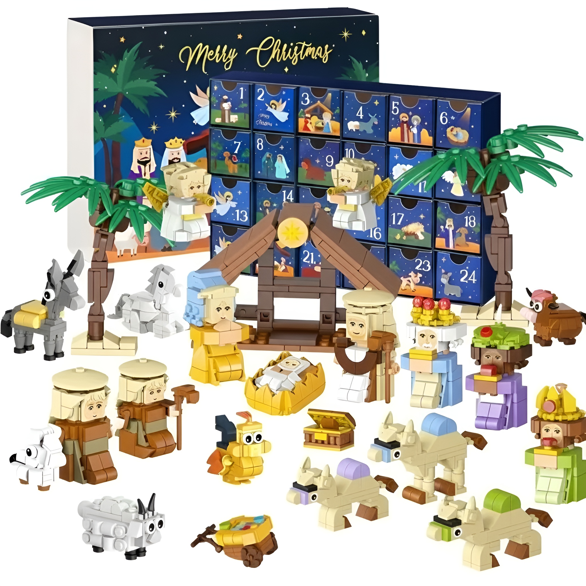 Christmas Advent Calendar With 24 Day Countdown And DIY Nativity Brick Figures