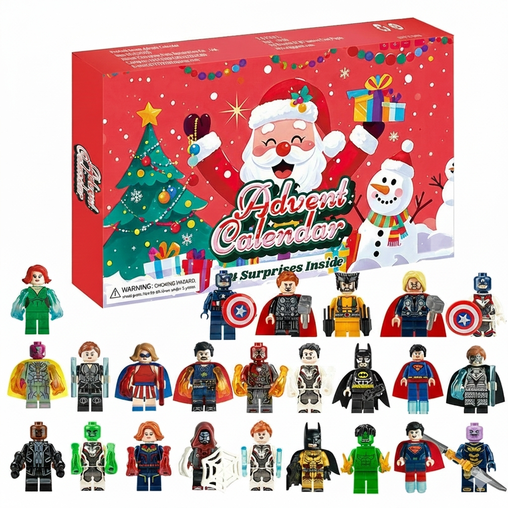 Christmas Countdown Calendar With 24 Superhero Mini Figures For Kids