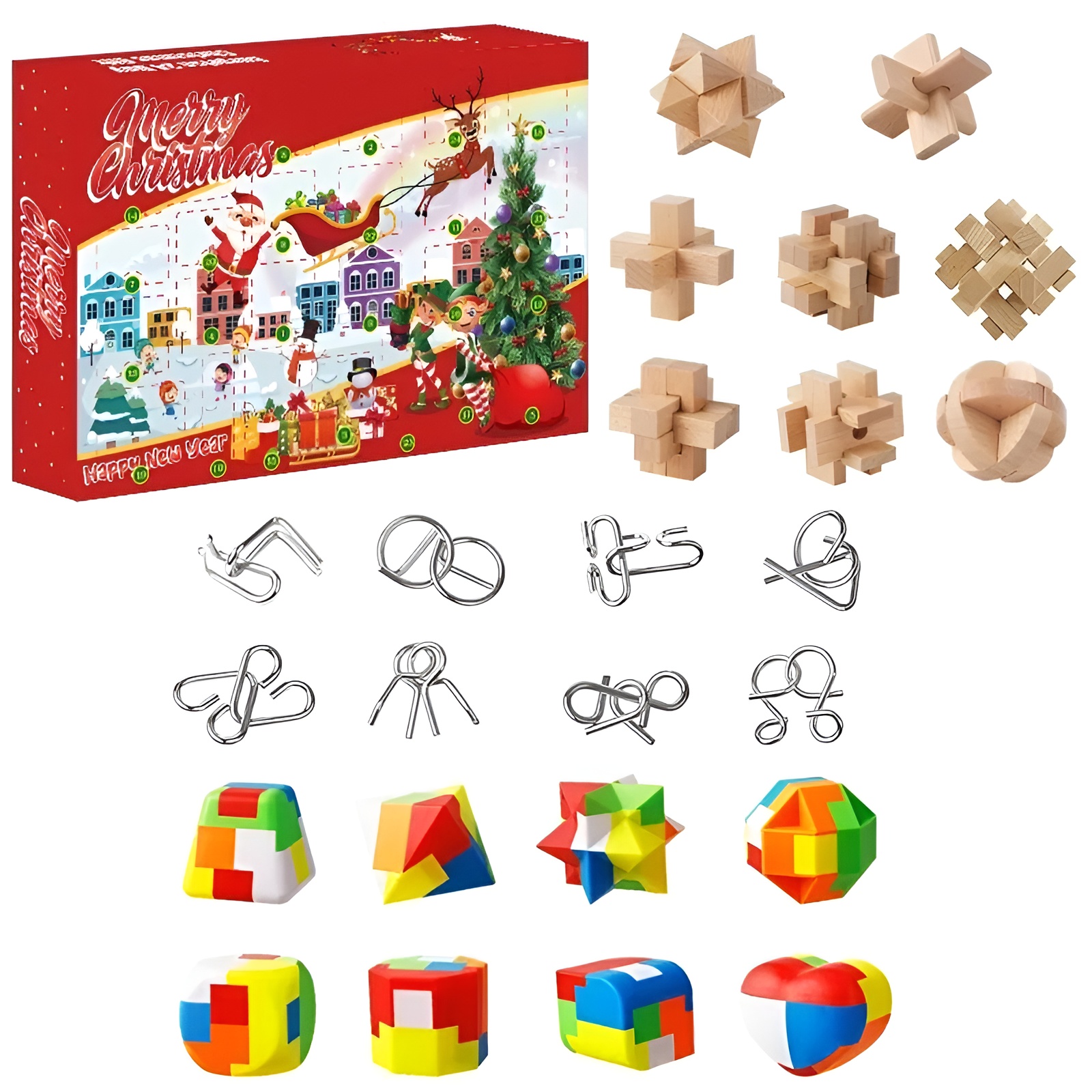 Christmas Gift Box With 24 Day Building Toy Surprises And DIY Nativity Theme