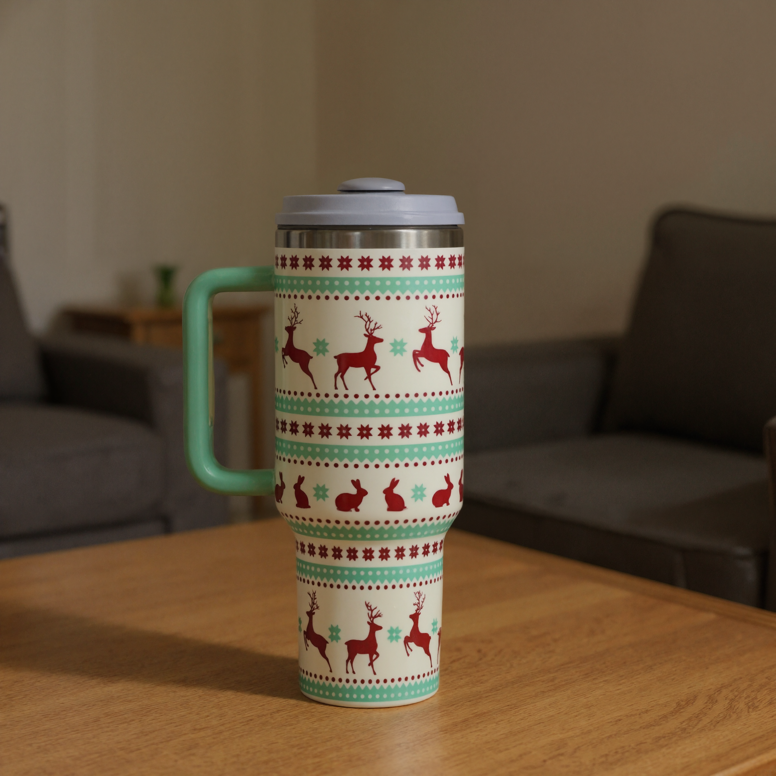 Christmas Stainless Steel Vacuum Cup Handle