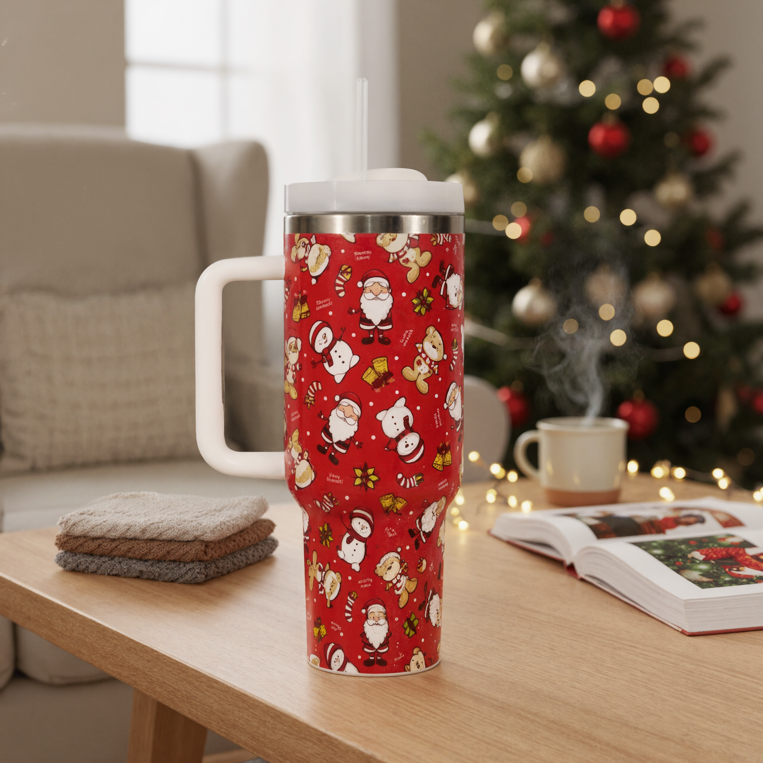 Christmas Stainless Steel Vacuum Cup Handle