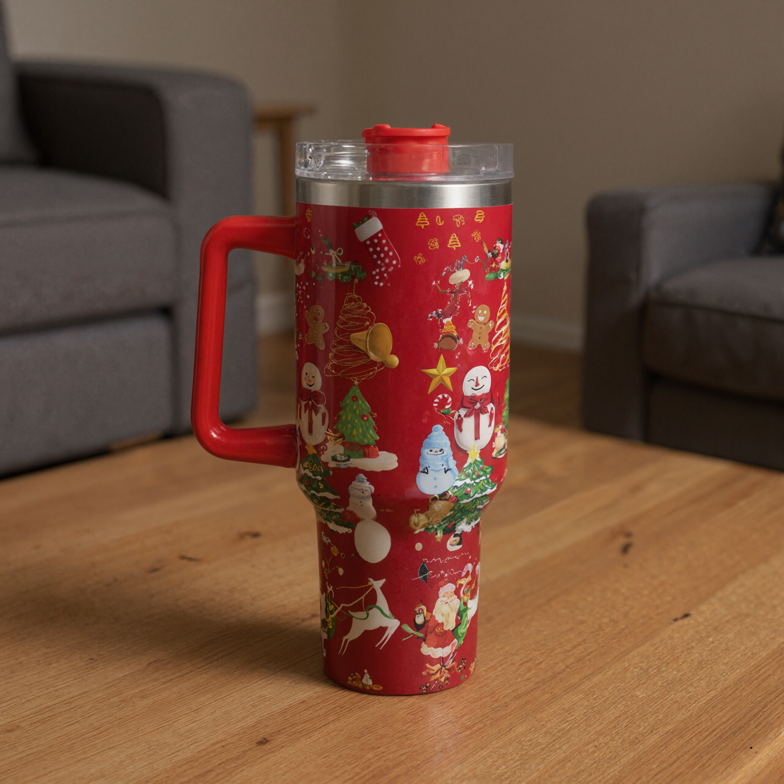 Christmas Stainless Steel Vacuum Cup Handle