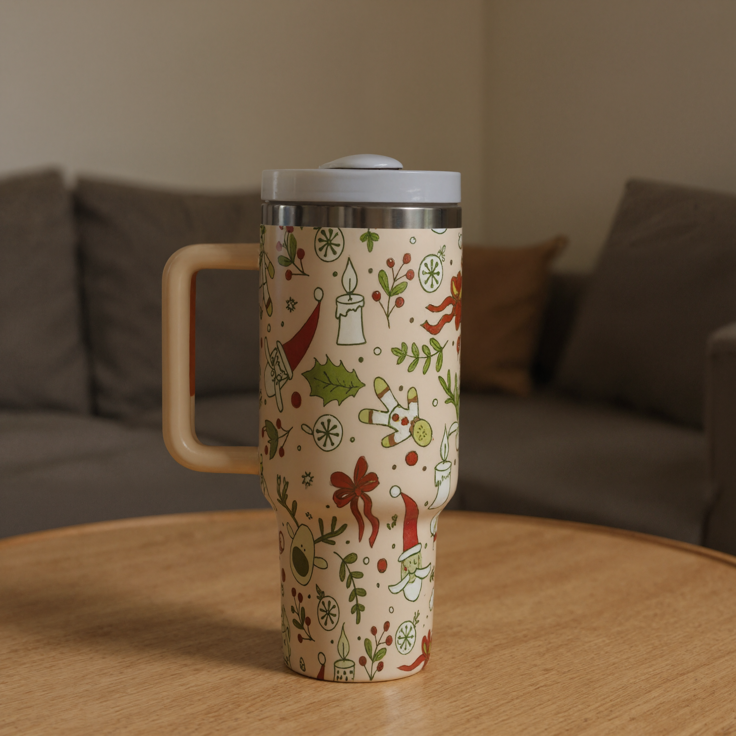 Christmas Stainless Steel Vacuum Cup Handle