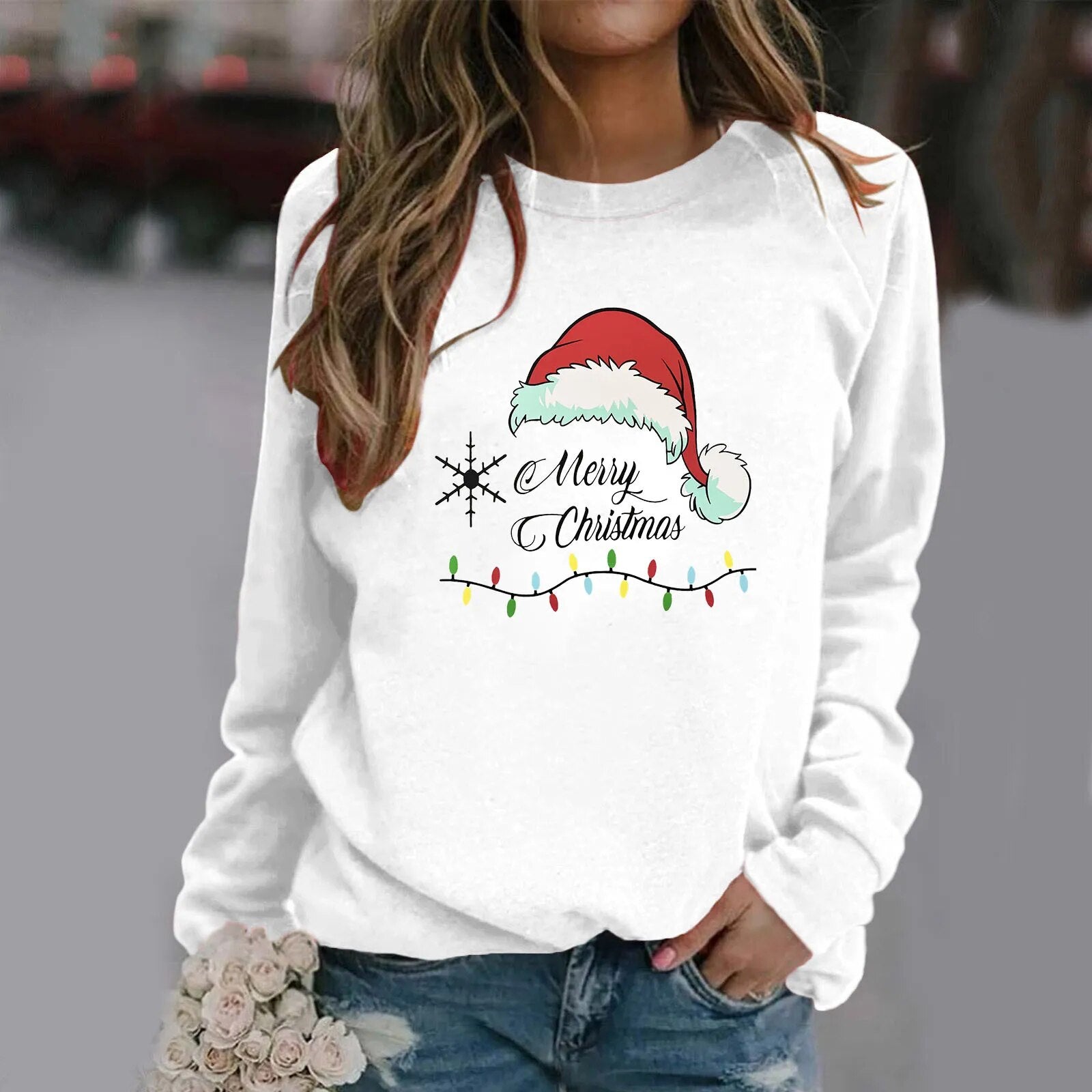 Christmas Print Round Sweater - Grafton Collection
