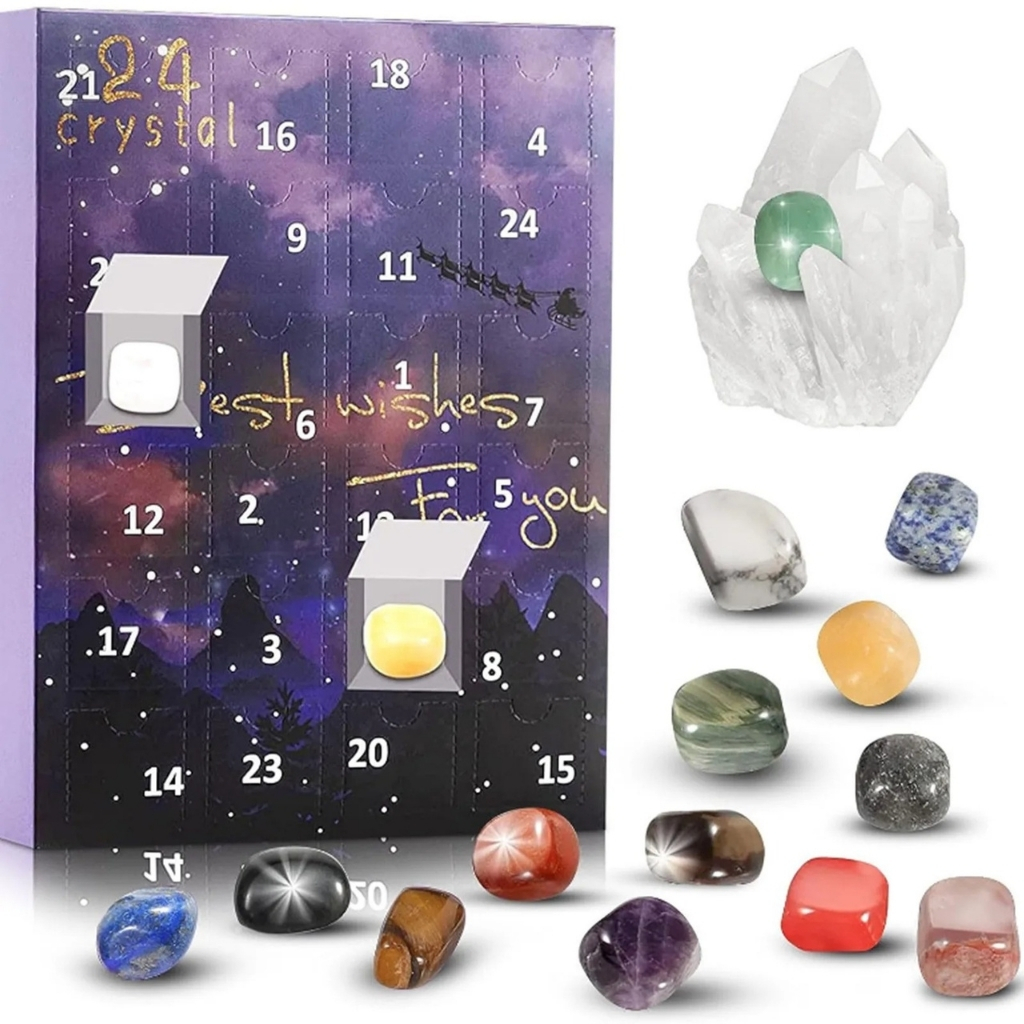 Crystal Advent Calendar With 24 Gemstone Surprises For Christmas And Holiday Gift