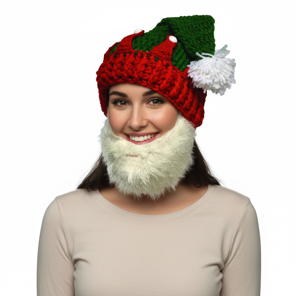 Christmas Knit Crochet Santa Hat 