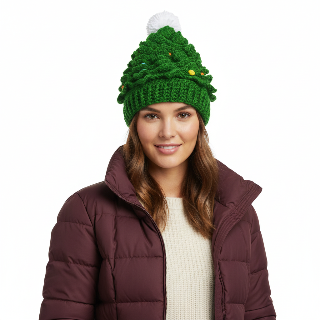 Christmas Knit Crochet Santa Hat 