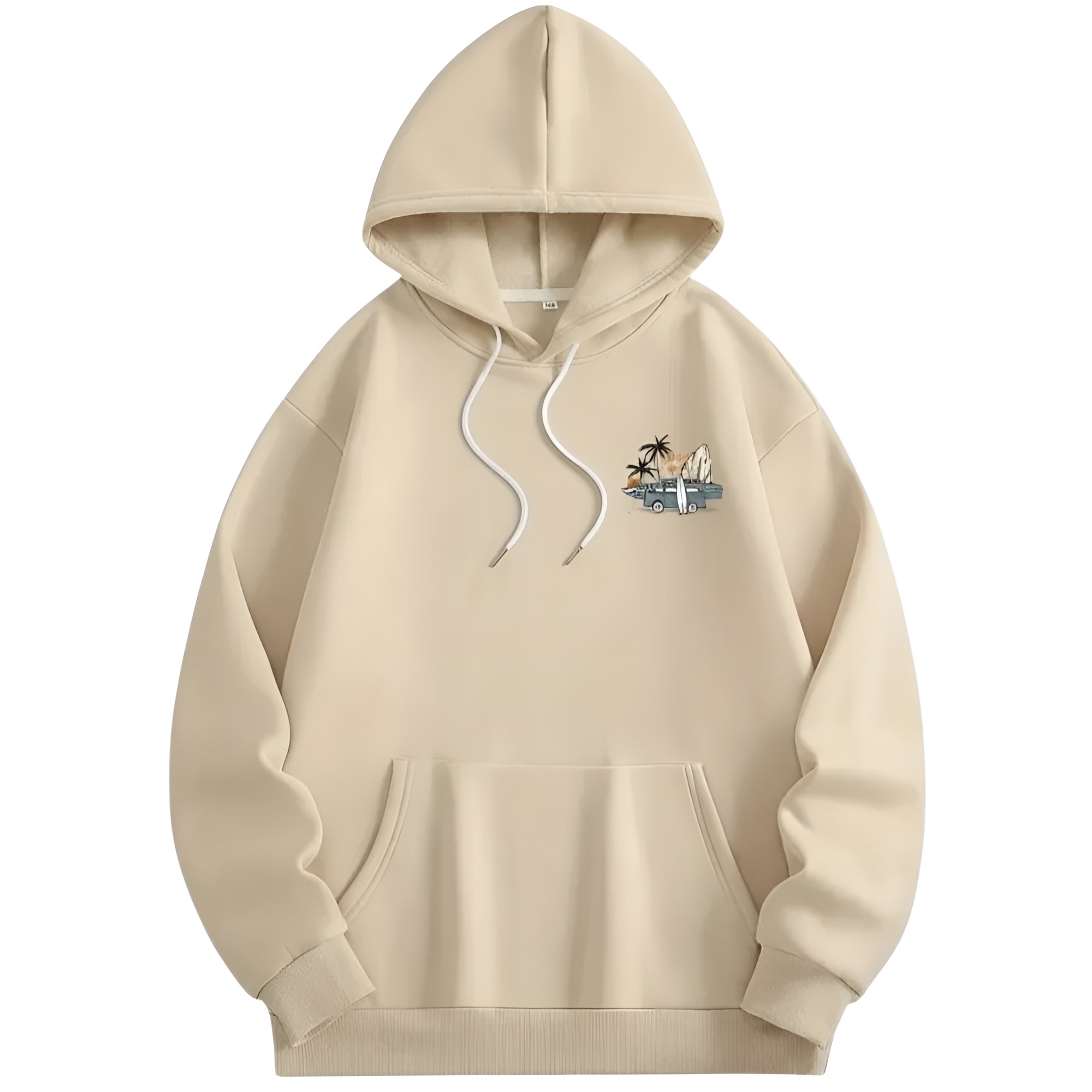 Fleece Lined Coconut Tree Print Hoodie