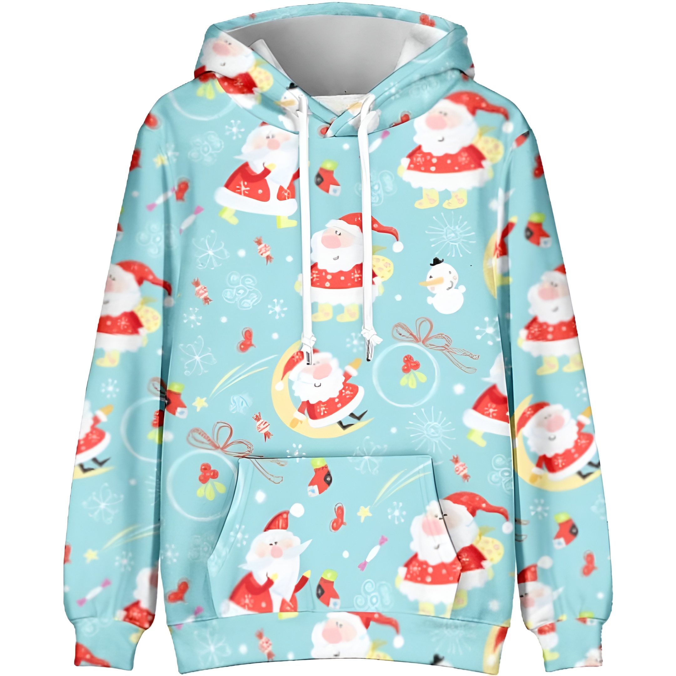 Funny Snowflake Reindeer Graphic Long Sleeve Christmas Hoodies