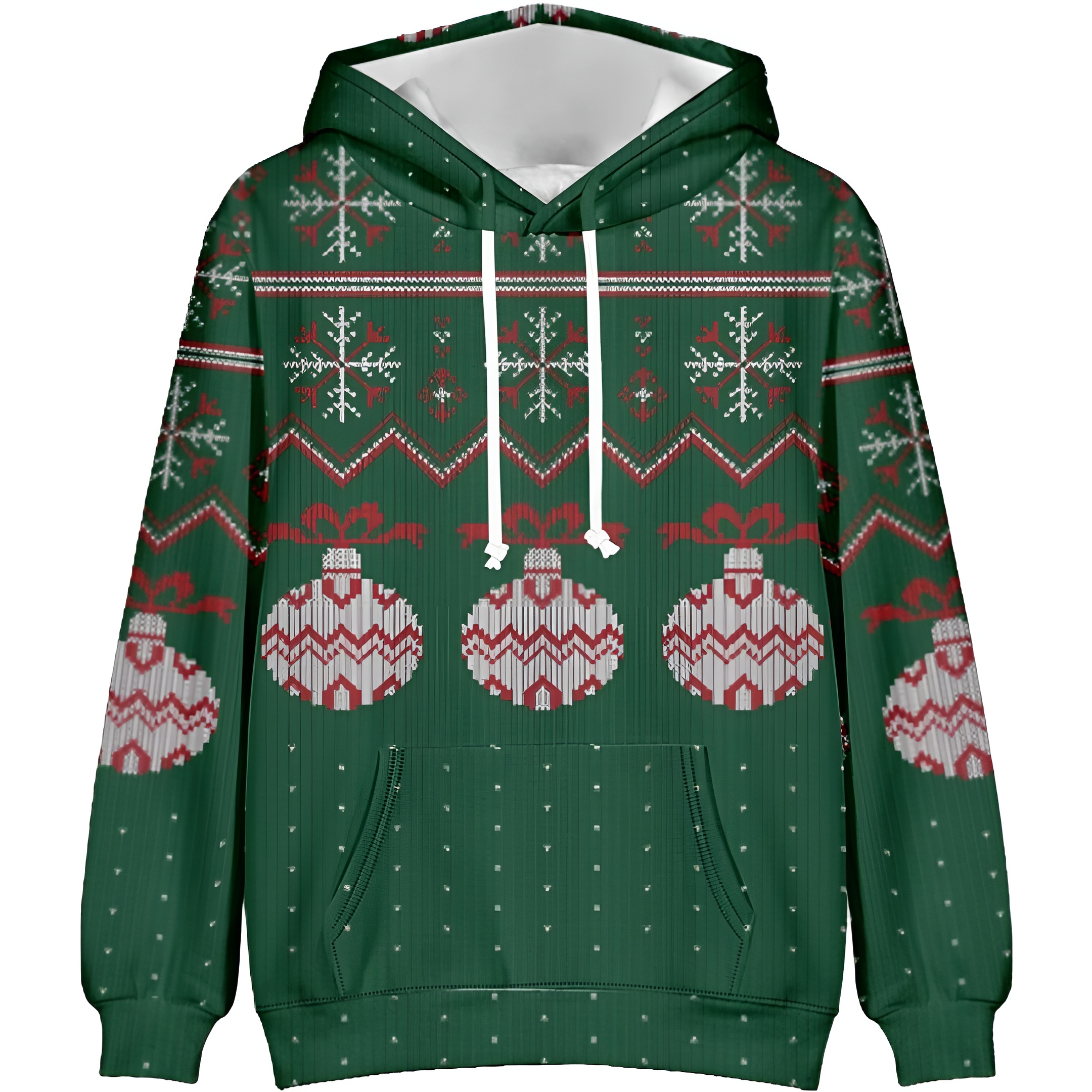 Funny Snowflake Reindeer Graphic Long Sleeve Christmas Hoodies