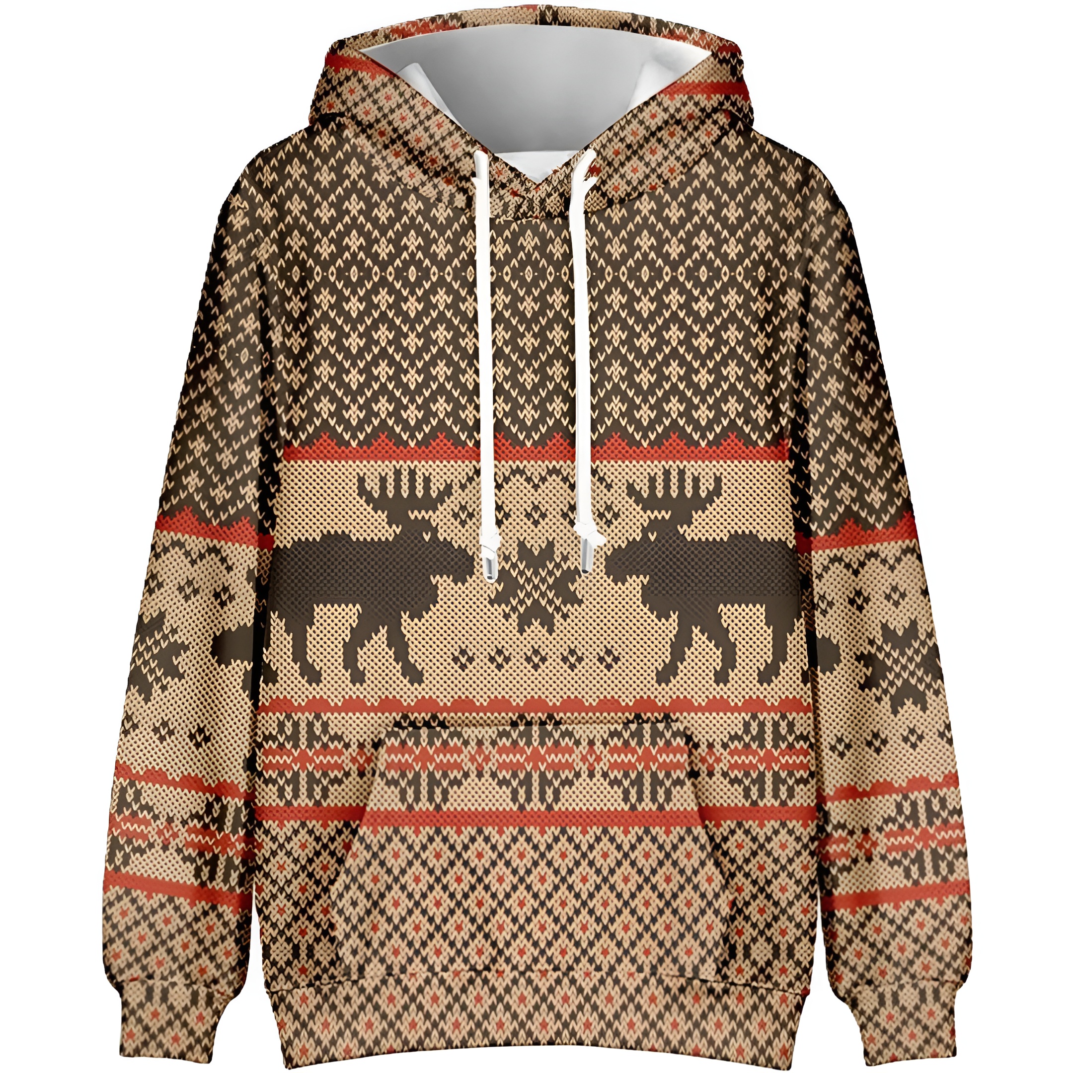 Funny Snowflake Reindeer Graphic Long Sleeve Christmas Hoodies
