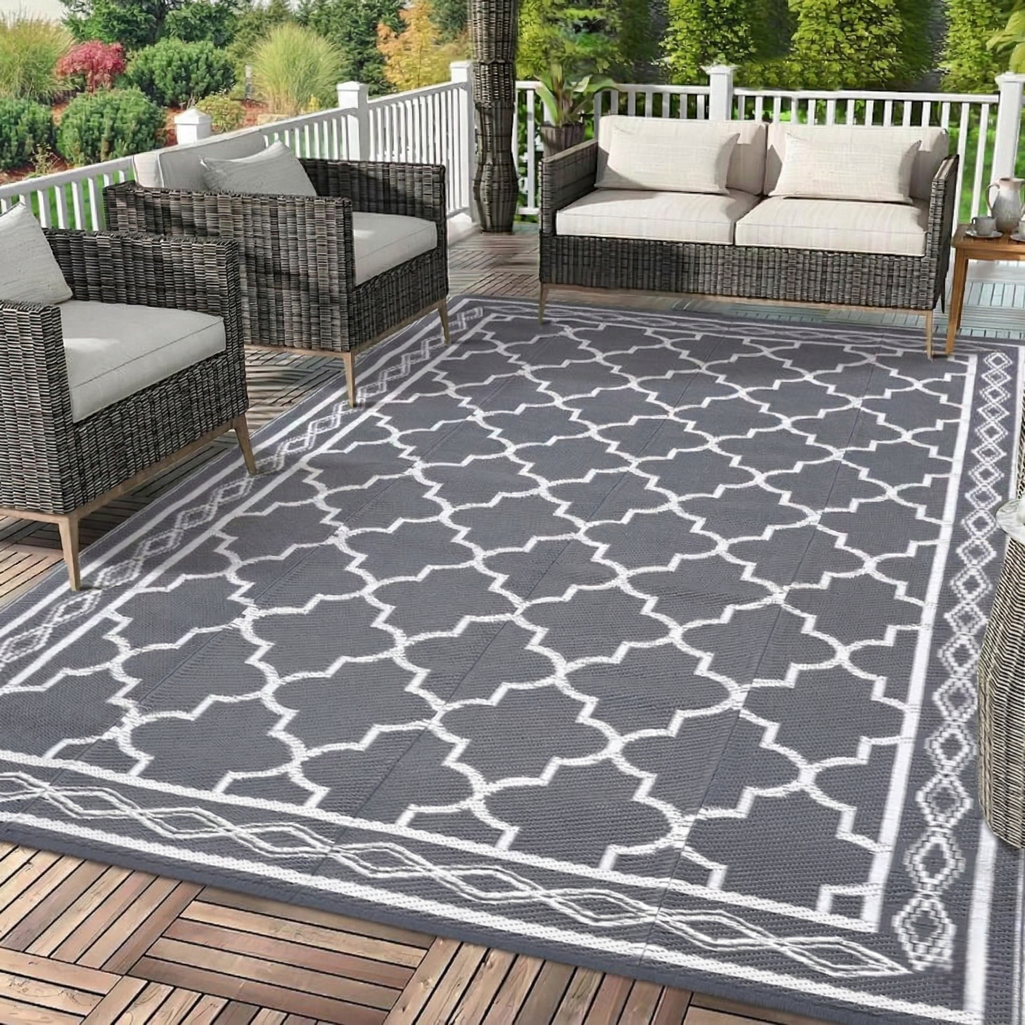 Modern Geometric Outdoor Rug Waterproof Patio Rug