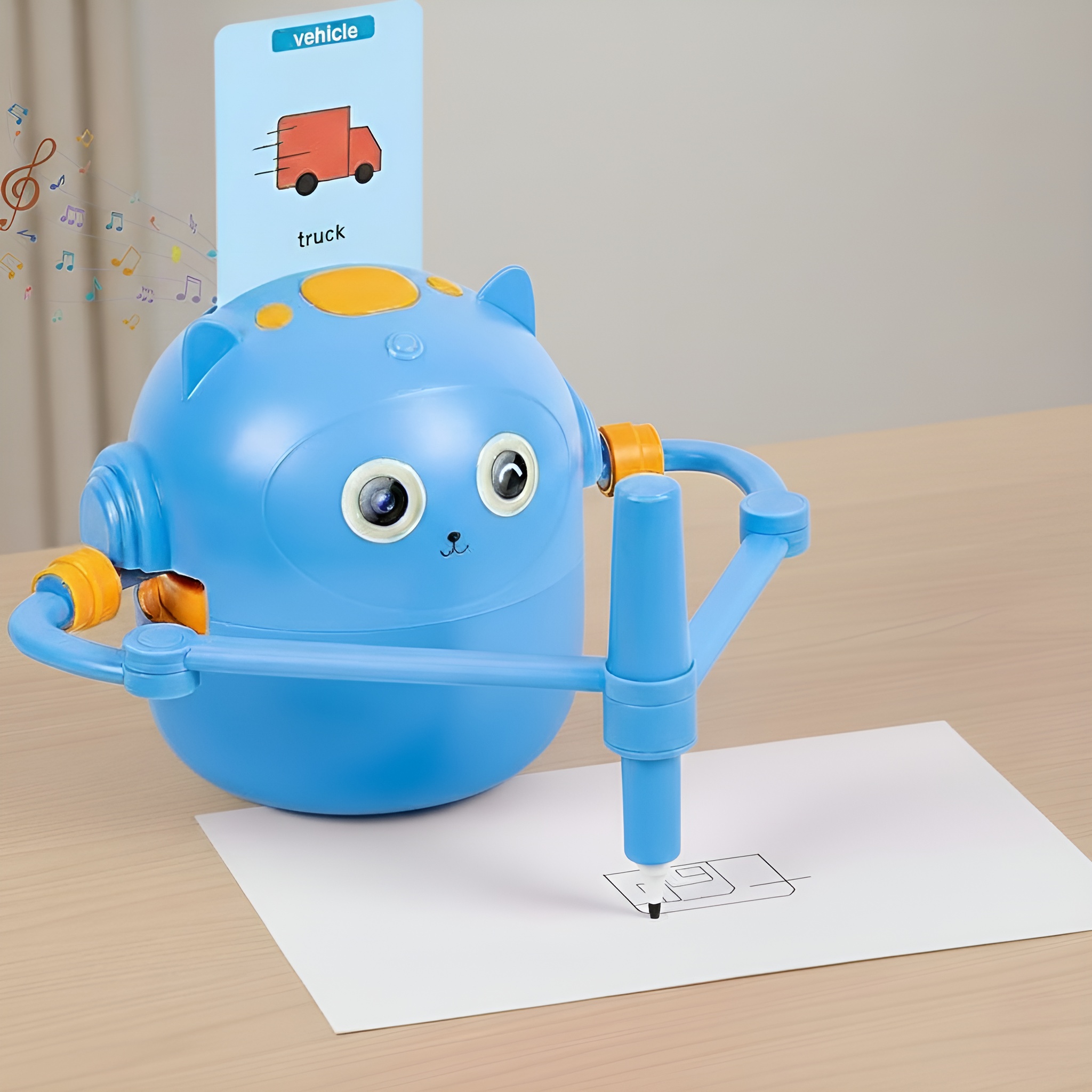 Educational Doodle Robot For Kids With Flash Cards And Markers