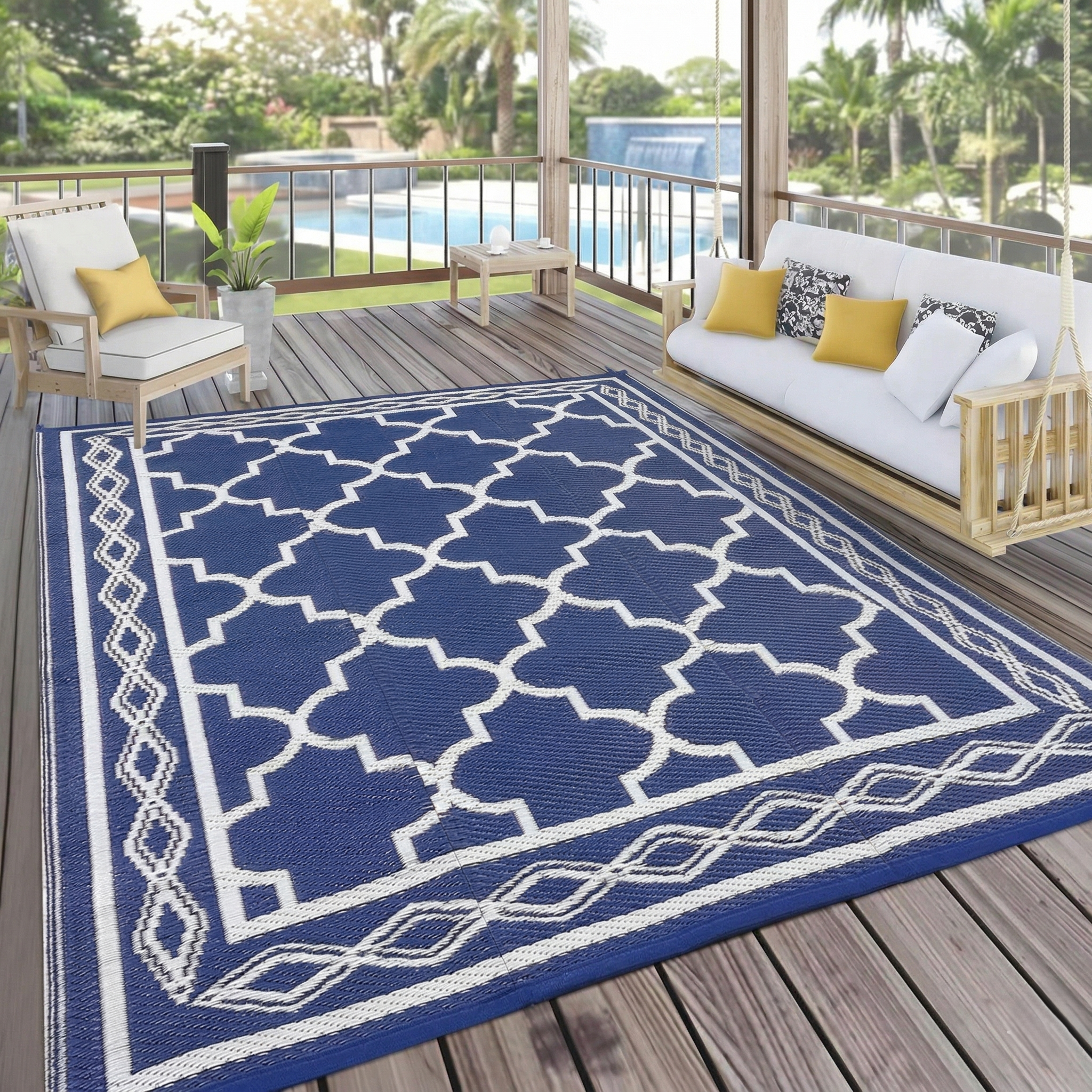 Modern Geometric Outdoor Rug Waterproof Patio Rug