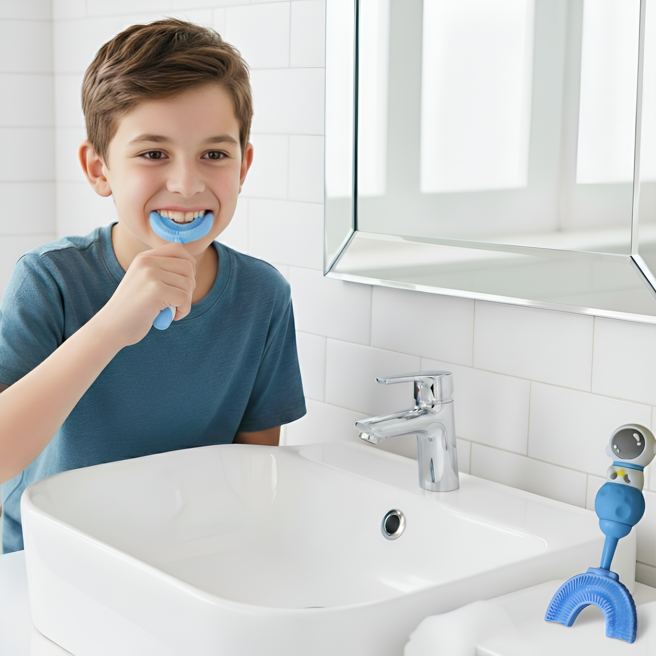 Astronaut Design Silicone 360 Degree Rotating Toothbrush For Kids