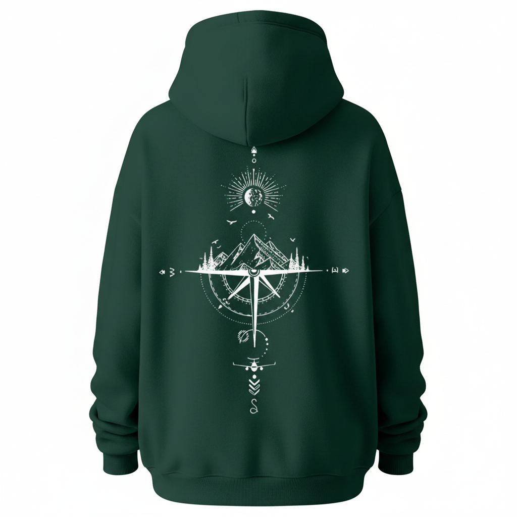 Men Oversized Fleece Hoodie With a Starry Night And Mountain Graphic