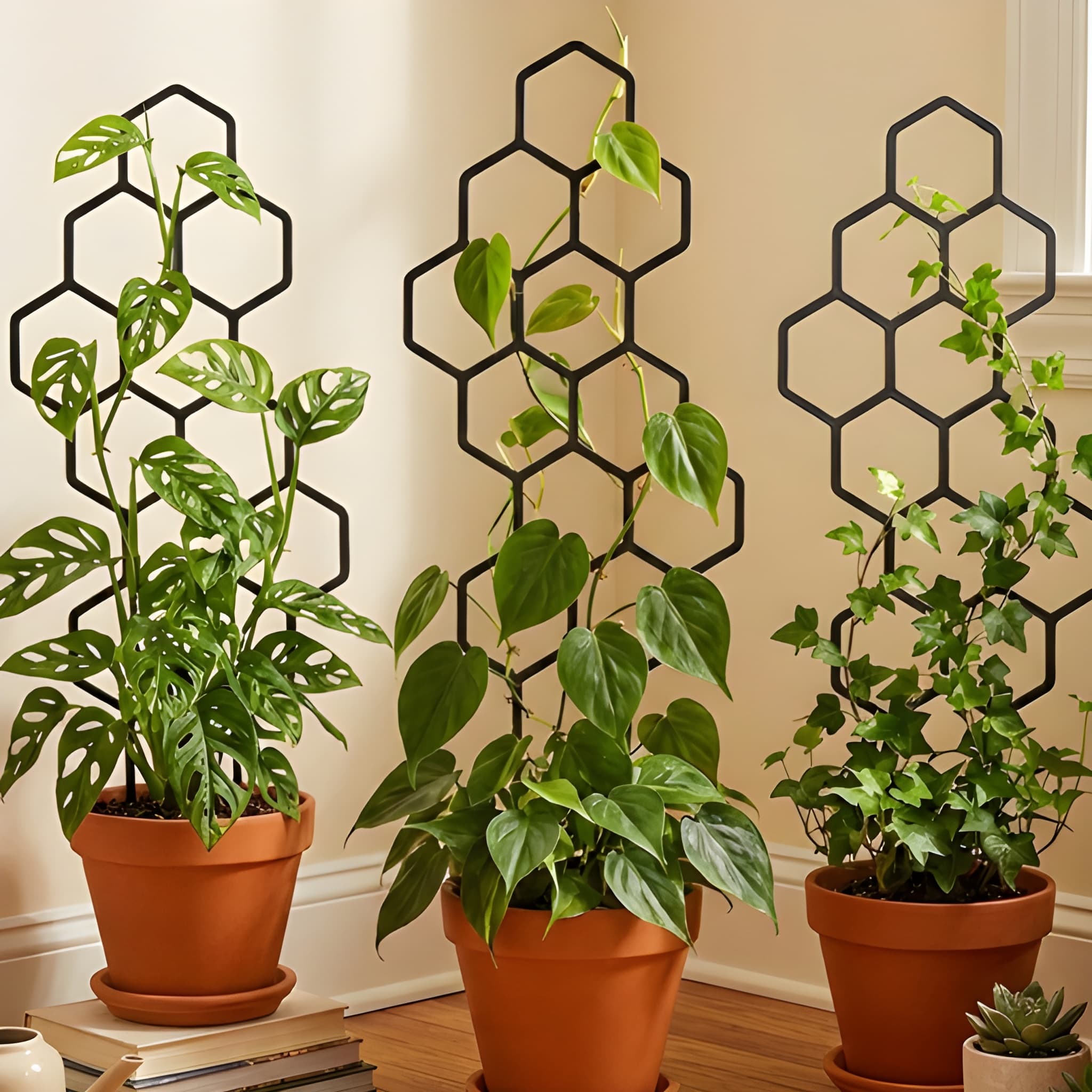 Hexagonal Honeycomb Pillar Support Rack For Potted Vines