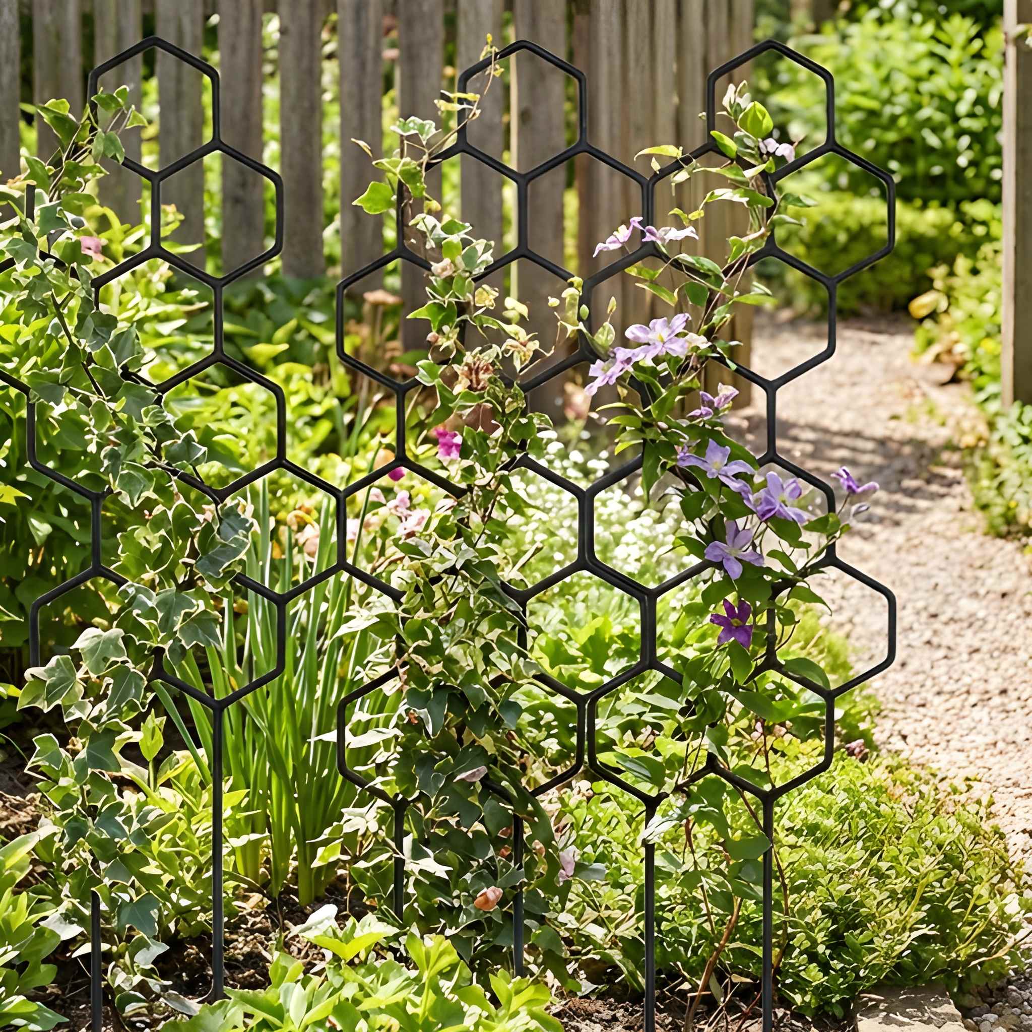 Hexagonal Honeycomb Pillar Support Rack For Potted Vines
