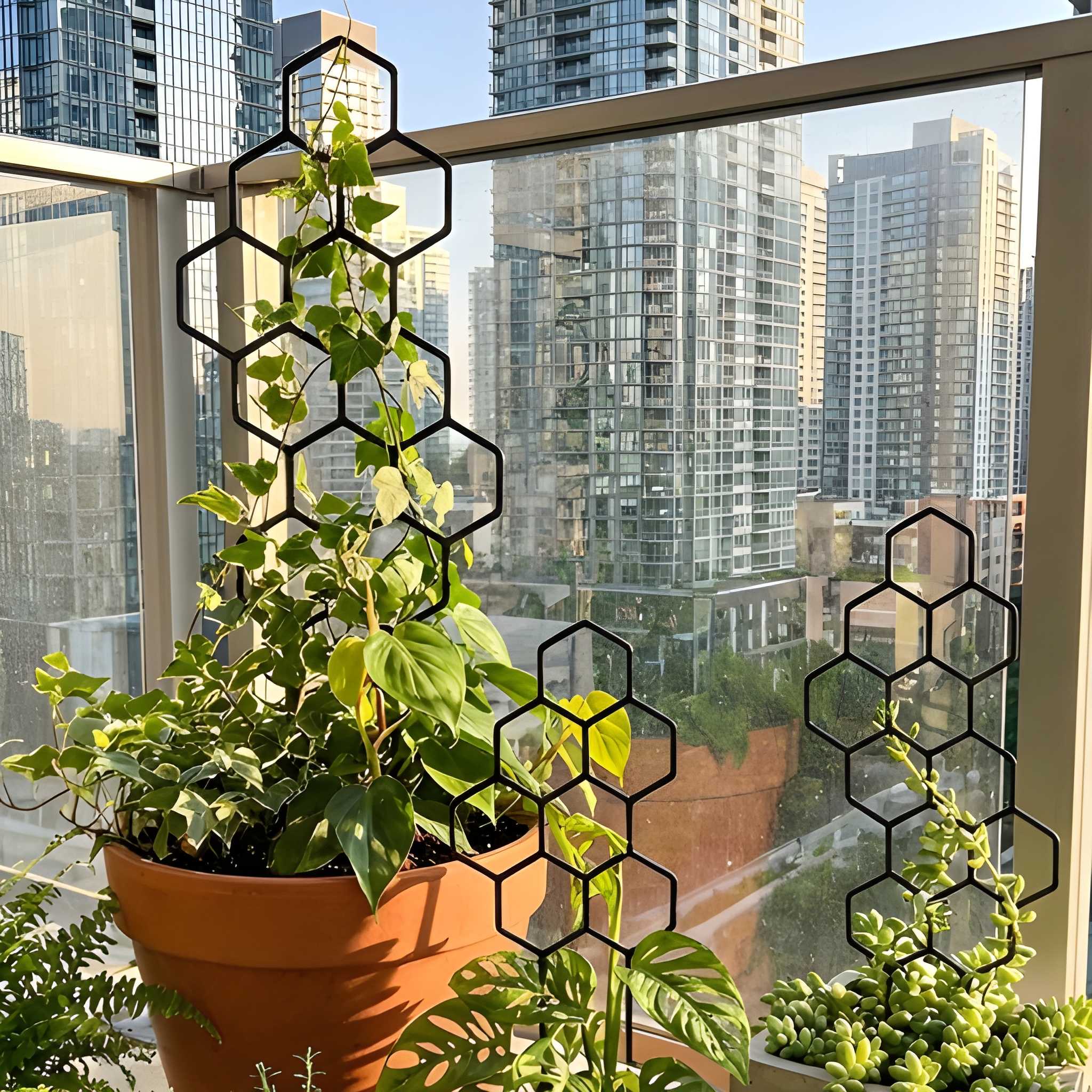 Hexagonal Honeycomb Pillar Support Rack For Potted Vines