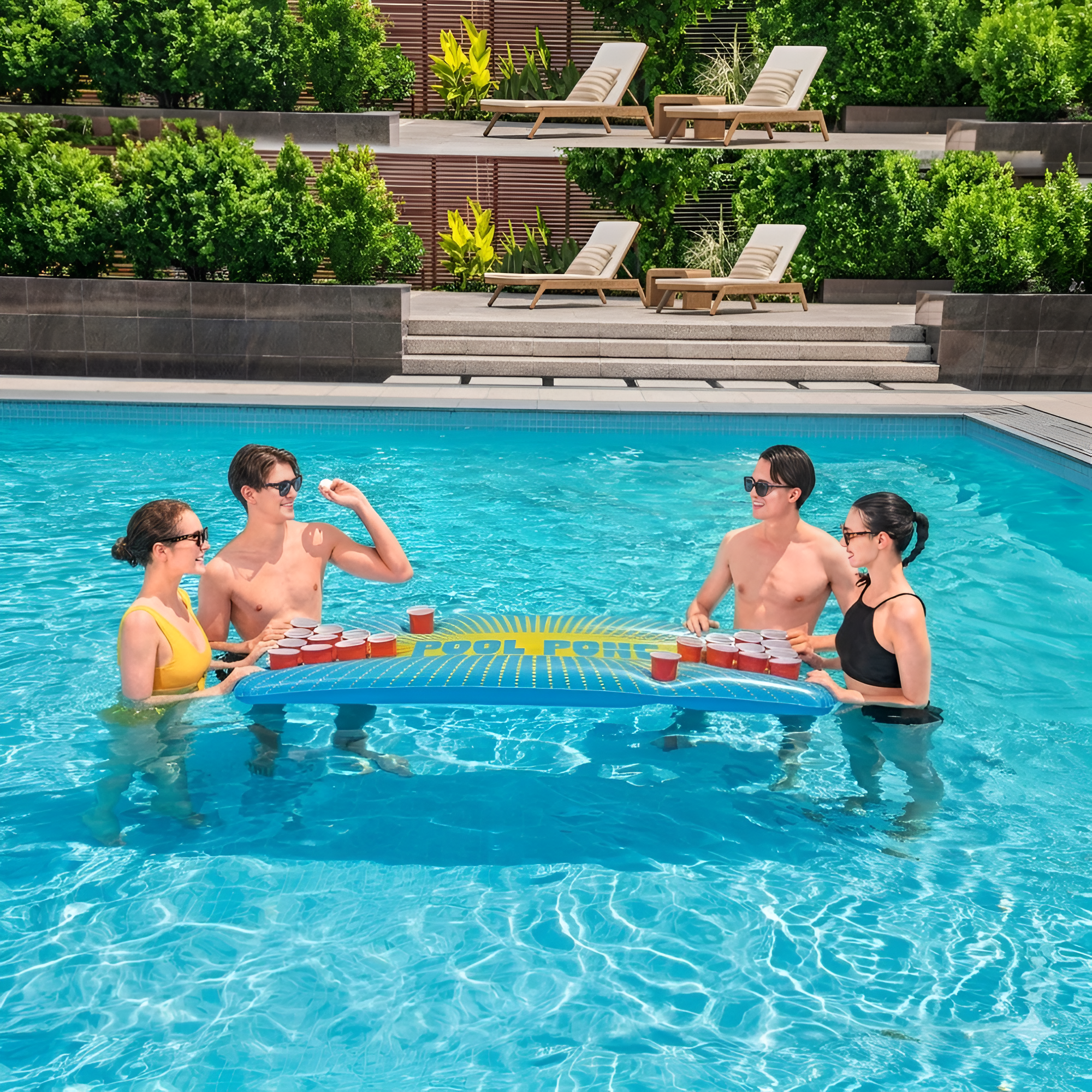 Multicolor Adult Inflatable Pong Pool Game - 71 X 30