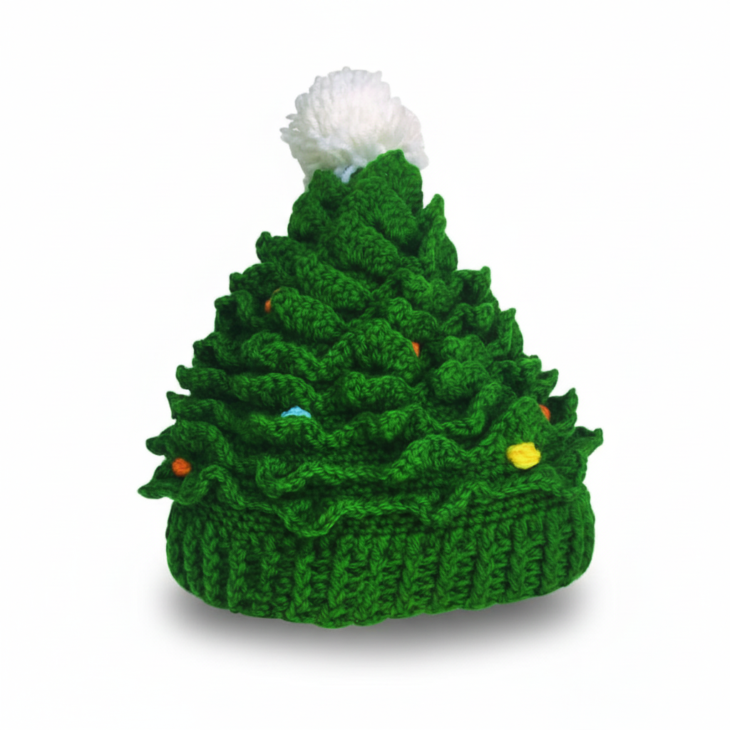 Christmas Knit Crochet Santa Hat 