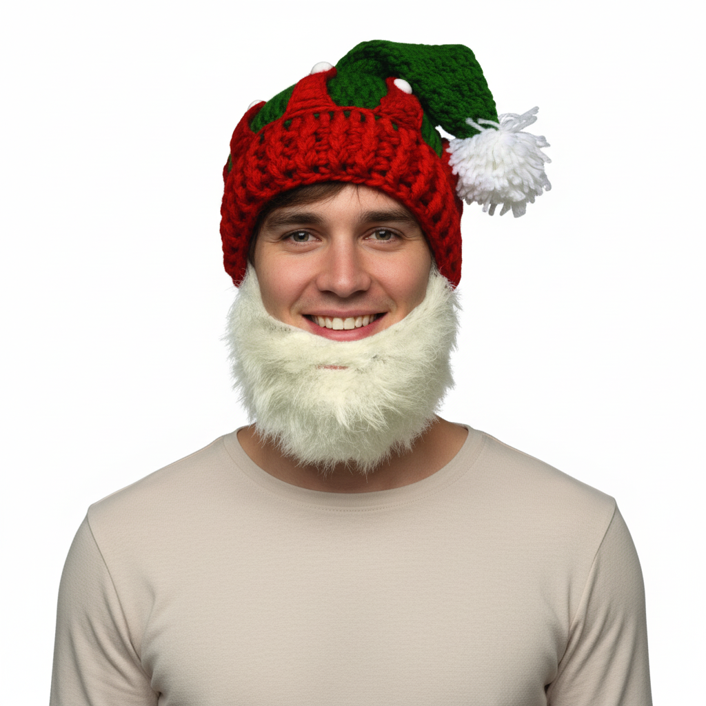 Christmas Knit Crochet Santa Hat 