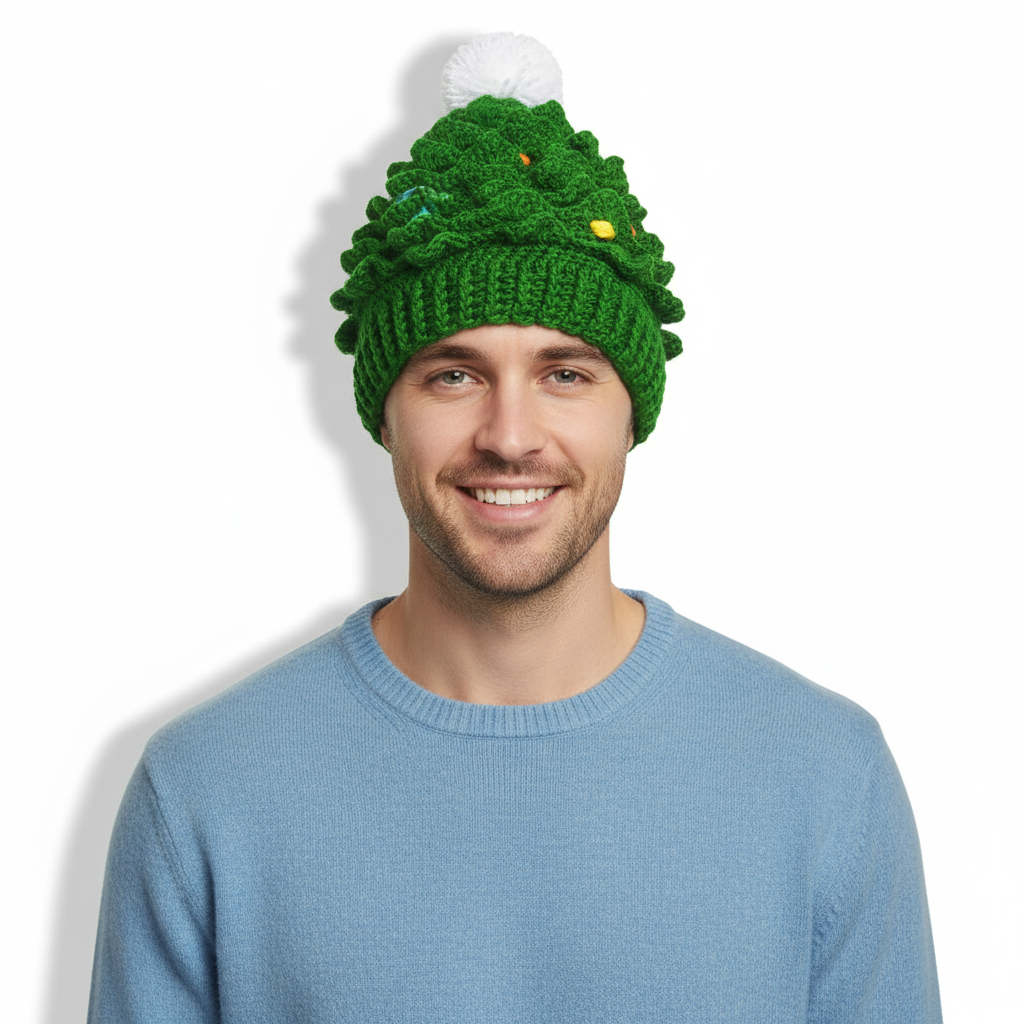 Christmas Knit Crochet Santa Hat 