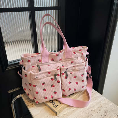 Multi Pocket Corduroy Tote Bag