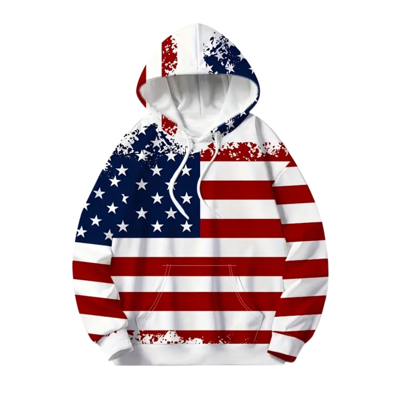 Patriotic American Flag Print Pullover Hoodie