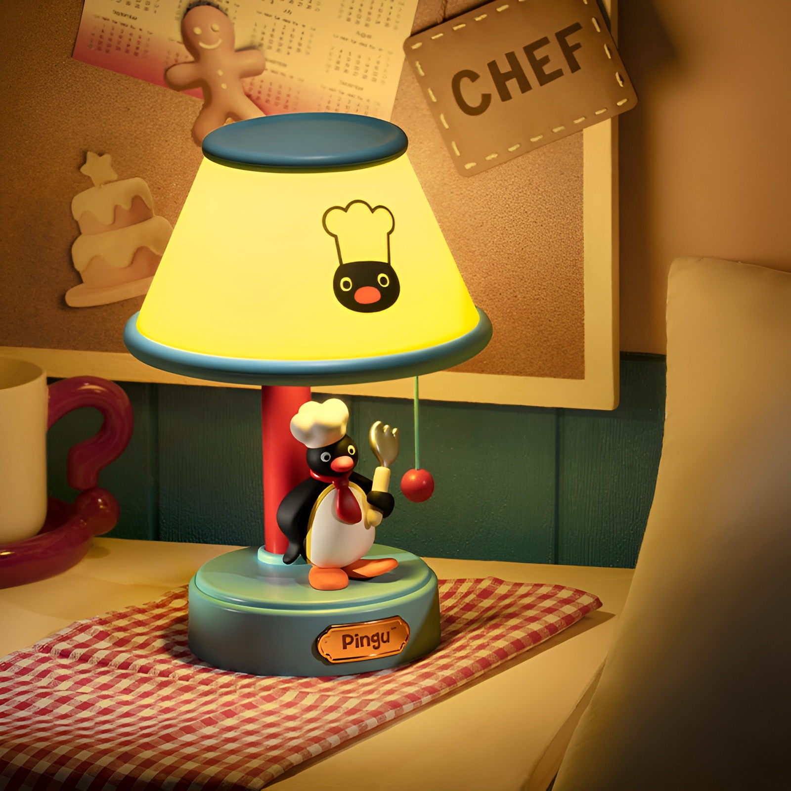 Penguin Themed Adjustable Chef Styled Desk Lamp With Pull Switch And Timer