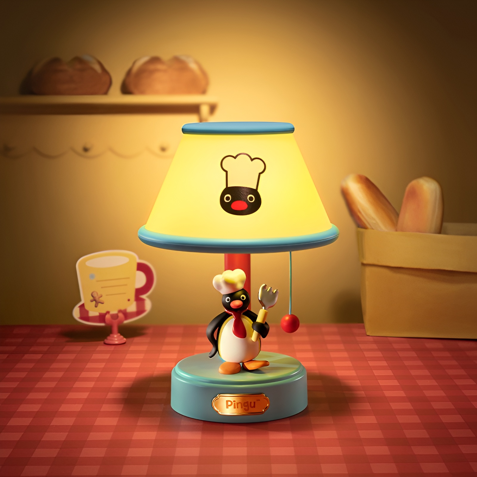Penguin Themed Adjustable Chef Styled Desk Lamp With Pull Switch And Timer