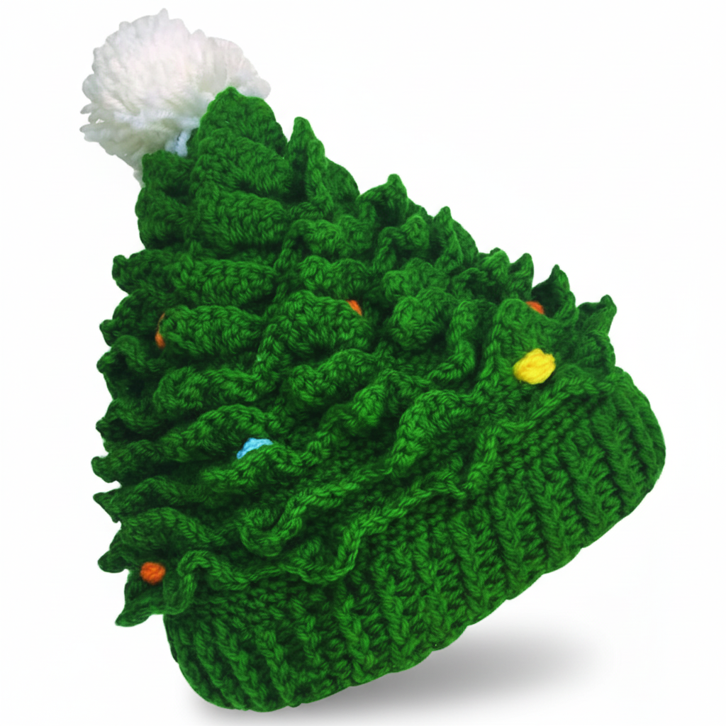 Christmas Knit Crochet Santa Hat 