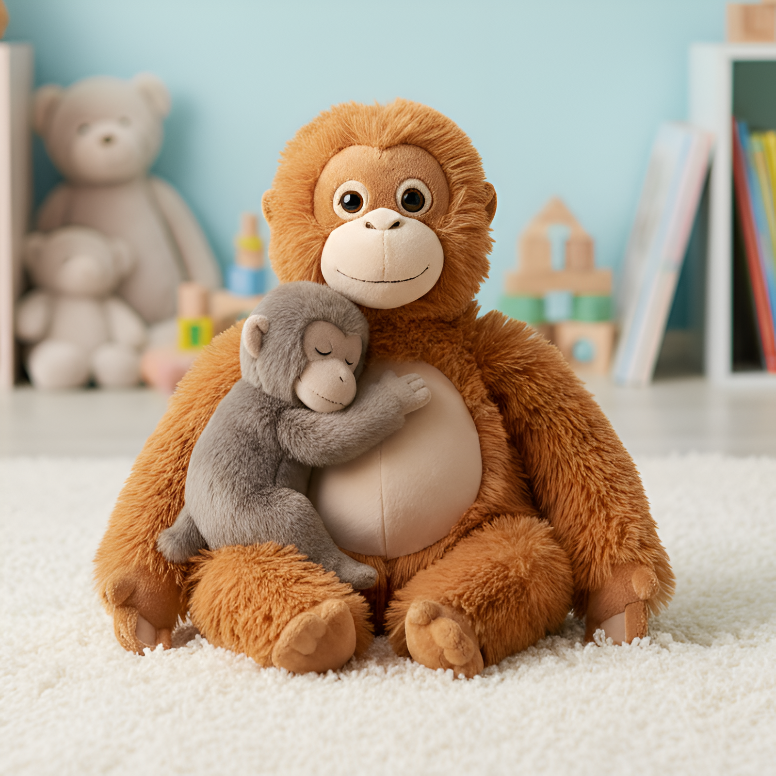 Mama With Baby Punch Monkey Plush Toy