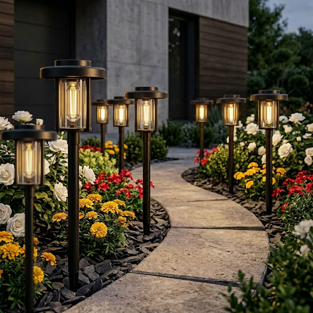 Solar Pathway Lights Outdoor With Warm White LED For Garden And Yard
