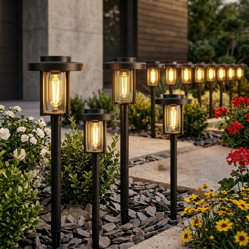 Solar Pathway Lights Outdoor With Warm White LED For Garden And Yard