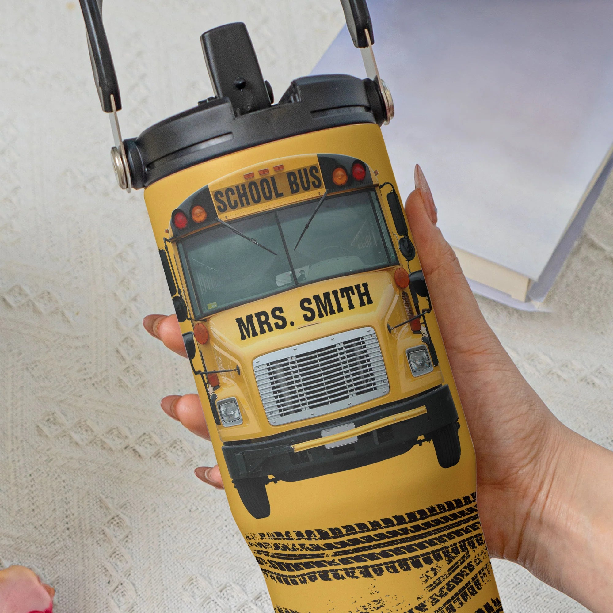 School Bus Driver Life Custom Name Gift Personalized 30oz Tumbler With Handle