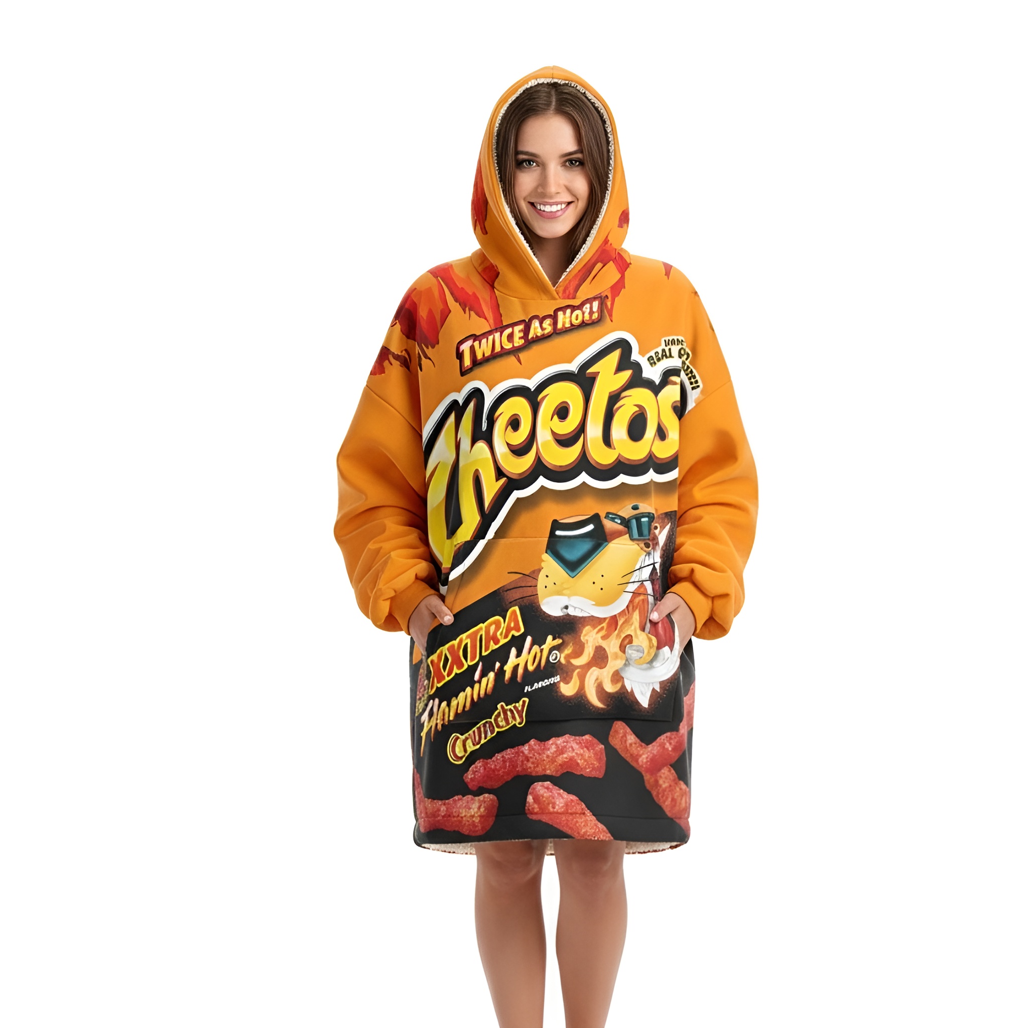 Spicy Snack Themed Oversized Fleece Blanket Hoodie