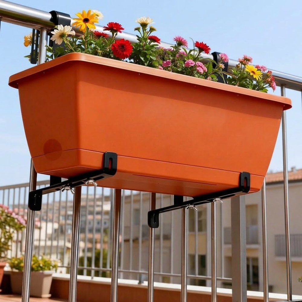 4Pcs Window Box Brackets, 4-Fold Adjustable Flower Box Holde
