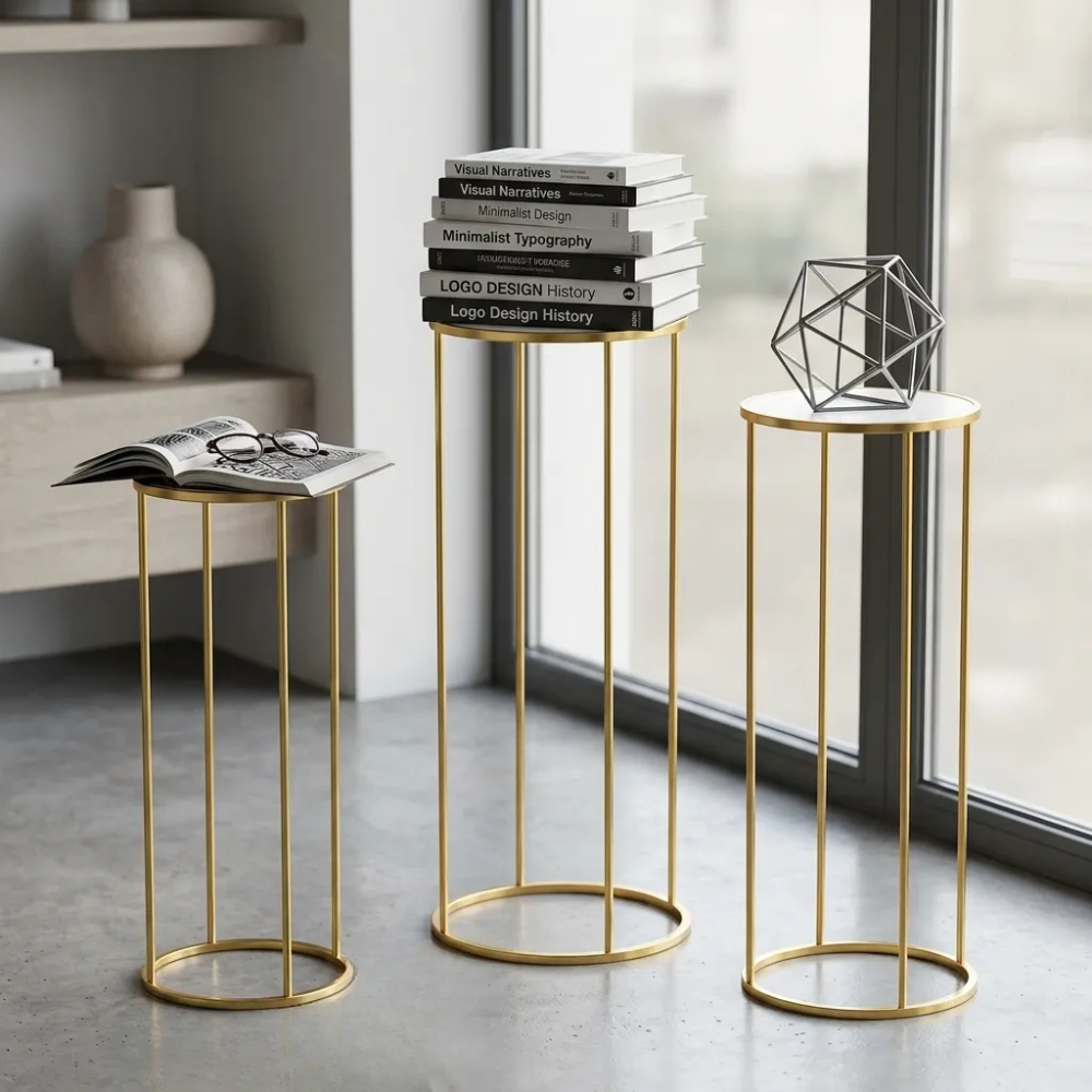 3 Pieces Of Cylinder Pedestal Stand Table Stand For Parties 