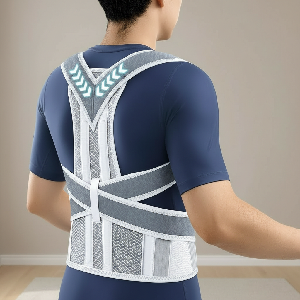 Adjustable Back Support Posture Belt With Fiber Rods And Stabilizing Straps