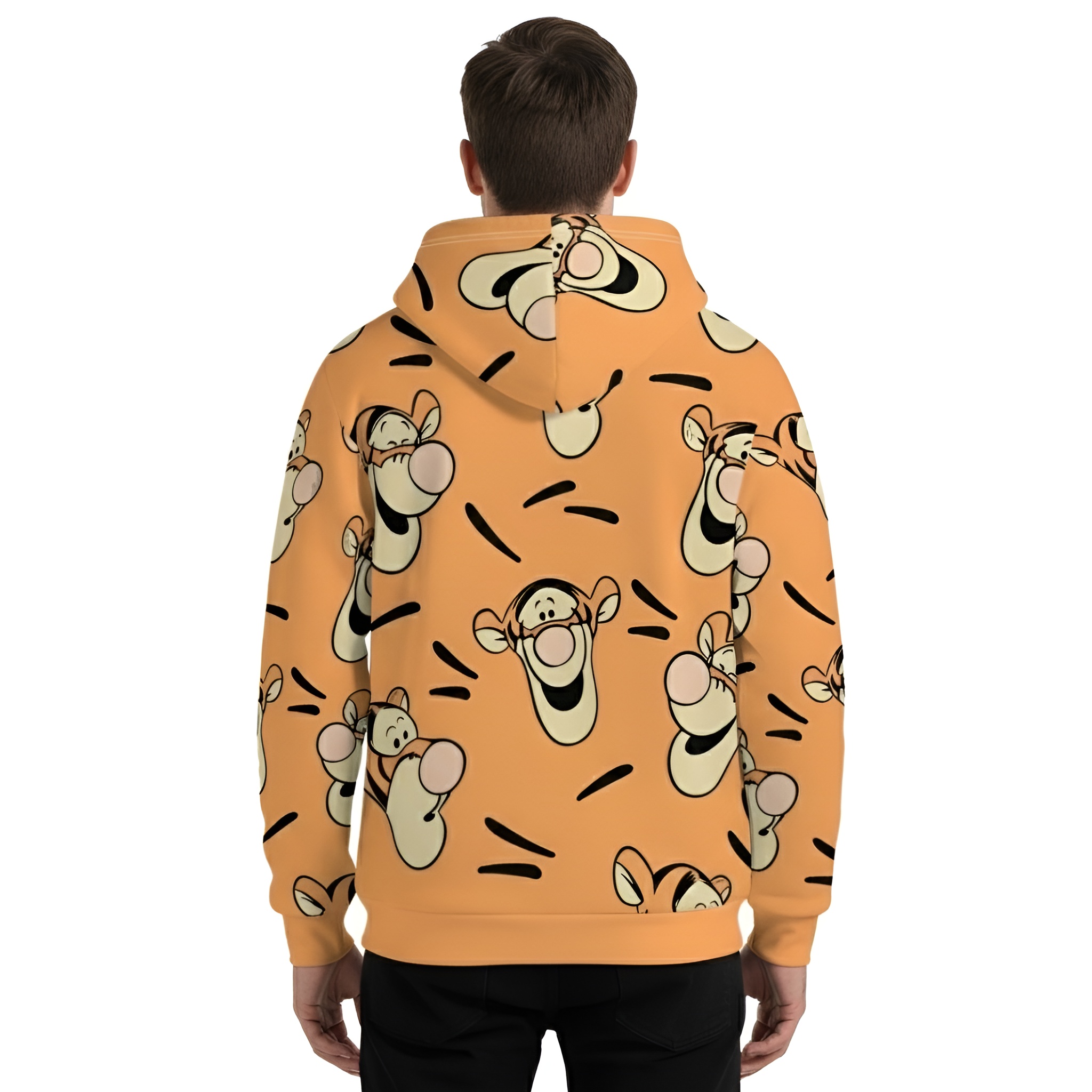 Tiger Character Print Men Pullover Hoodie