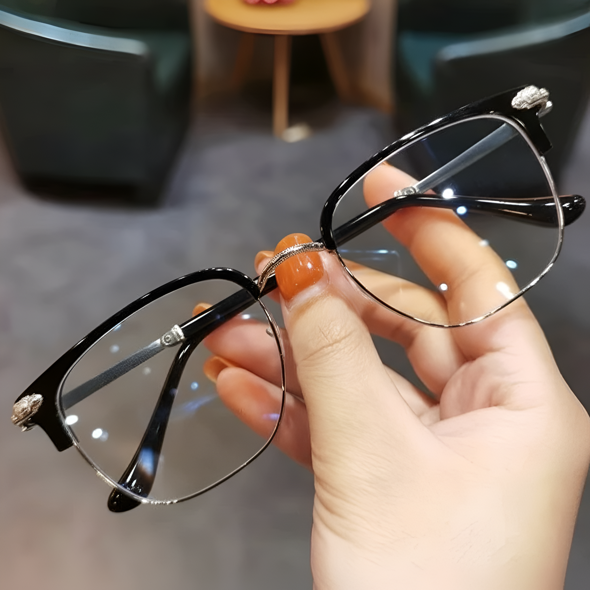 Ultra Light Computer Glasses With Titanium Metal Frame And Clear Vision Design