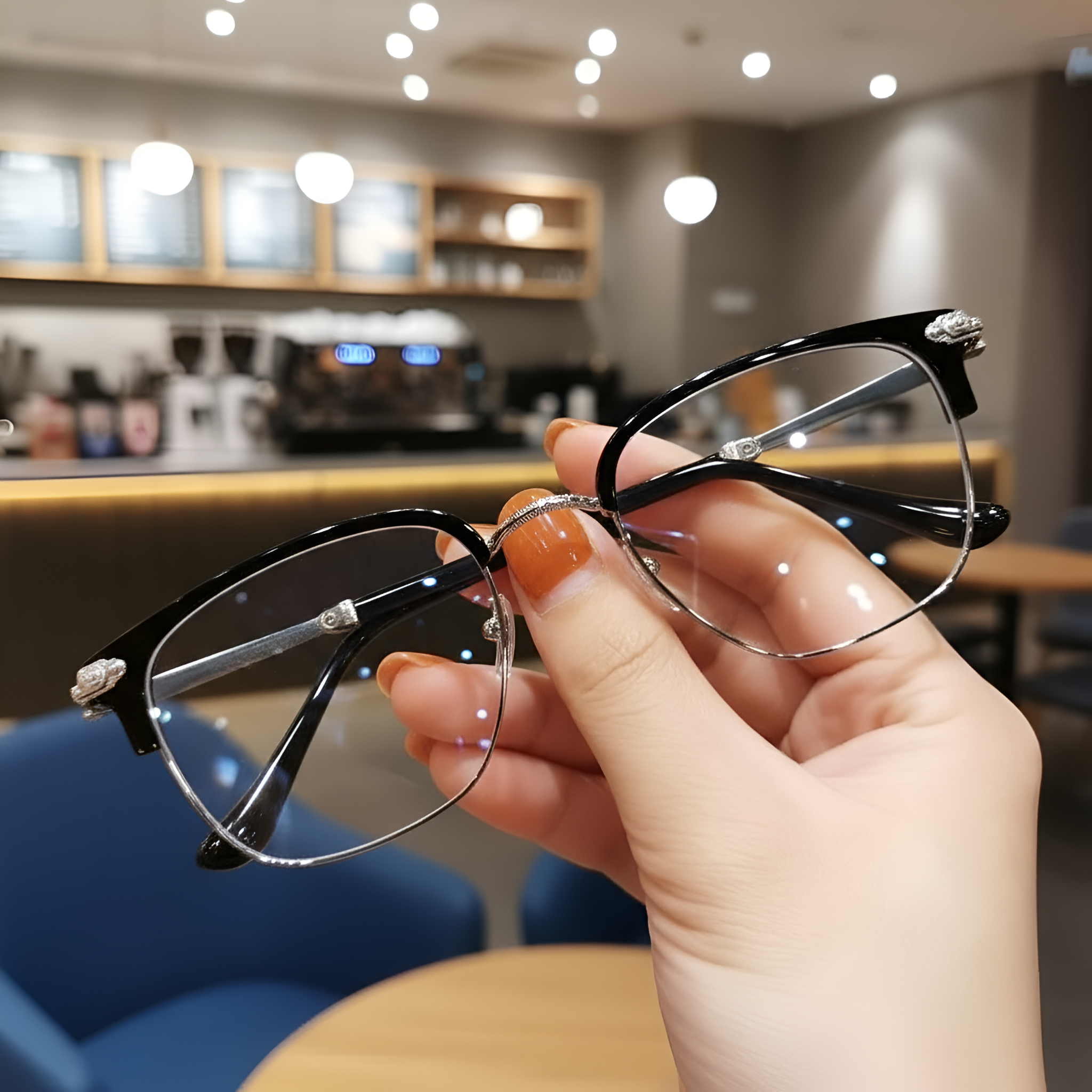 Ultra Light Computer Glasses With Titanium Metal Frame And Clear Vision Design