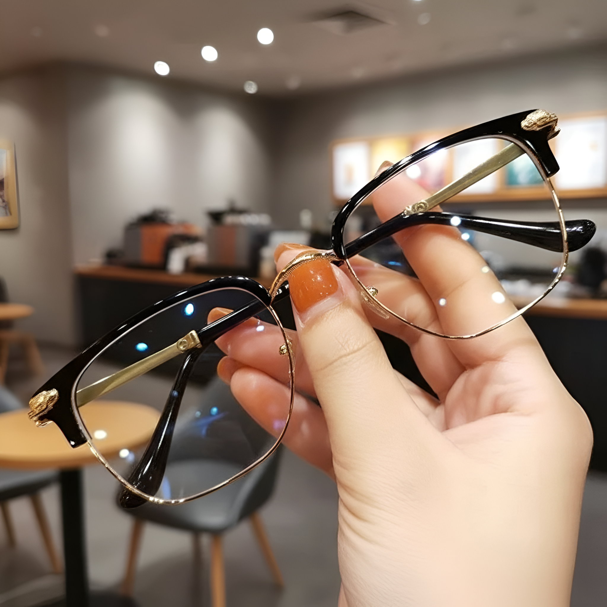 Ultra Light Computer Glasses With Titanium Metal Frame And Clear Vision Design