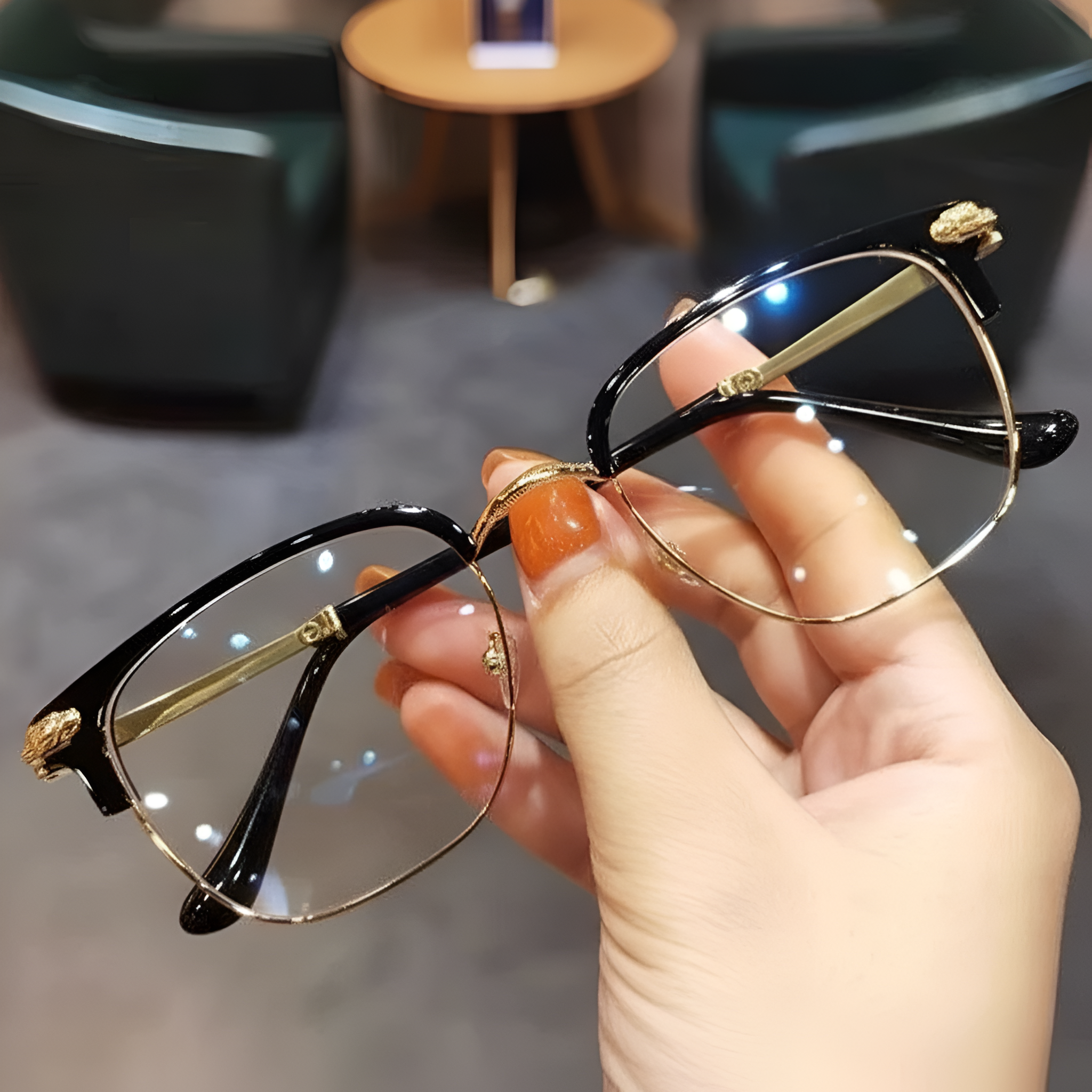 Ultra Light Computer Glasses With Titanium Metal Frame And Clear Vision Design
