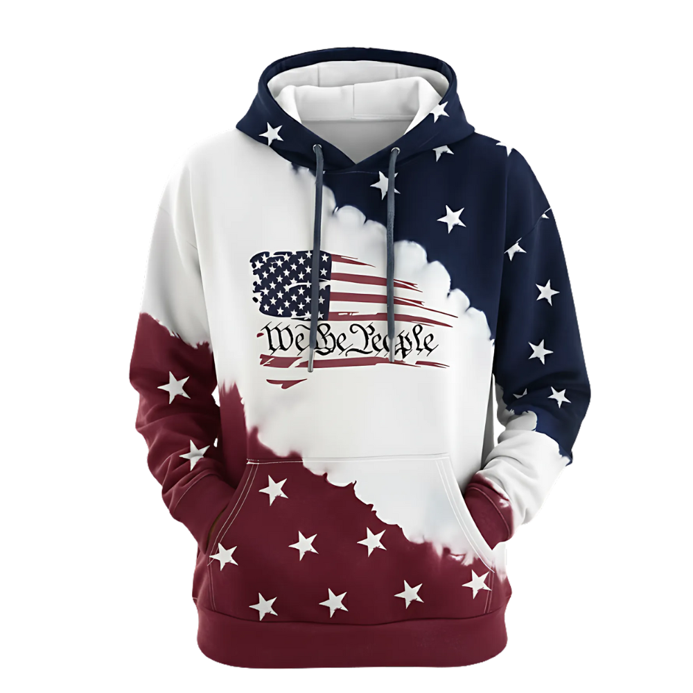 Women American Flag Hoodie Casual Long