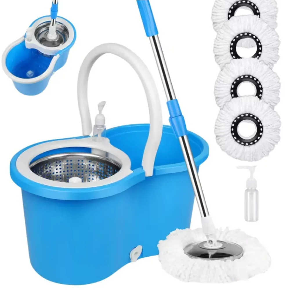 360 Degree Spin Mop And Bucket Cleaning Set With Wringer And Refills