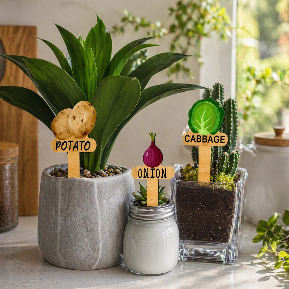 15 Piece Wooden Garden Plant Labels For Indoor Outdoor Decor